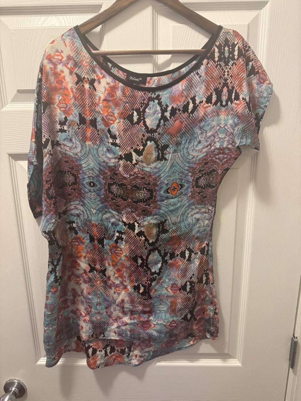Tolani  100% silk Multicolor Abstract Print Women’s mini dress or tunic Small EU